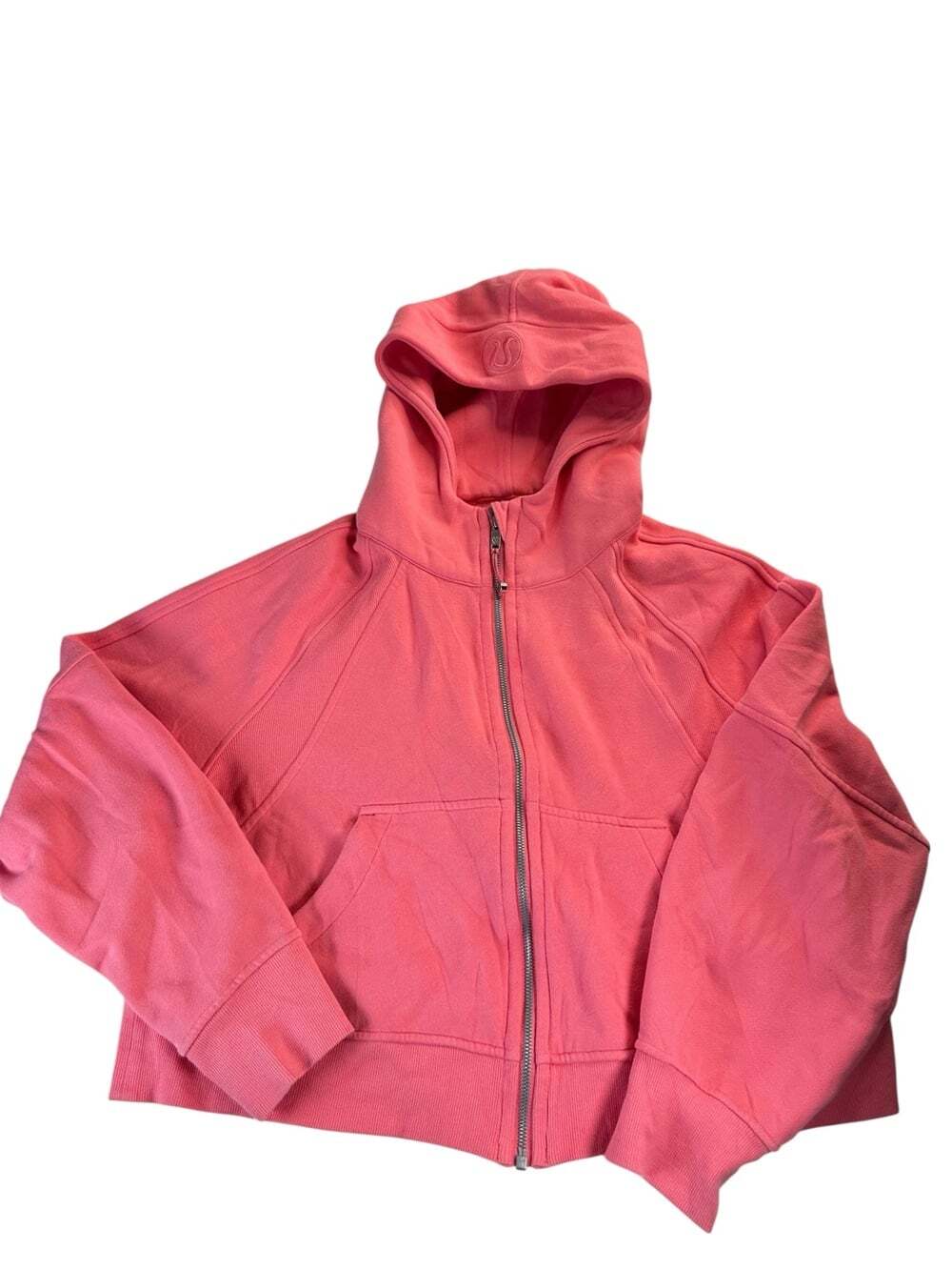 Lululemon Scuba Oversized Full Zip Hoodie M/L Pink Blossom Cropped Fleece - Picture 3 of 16